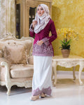 Kurung Moden Sulam Camellia Dark Maroon
