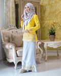 Kurung Moden Sulam Camellia Royal Yellow