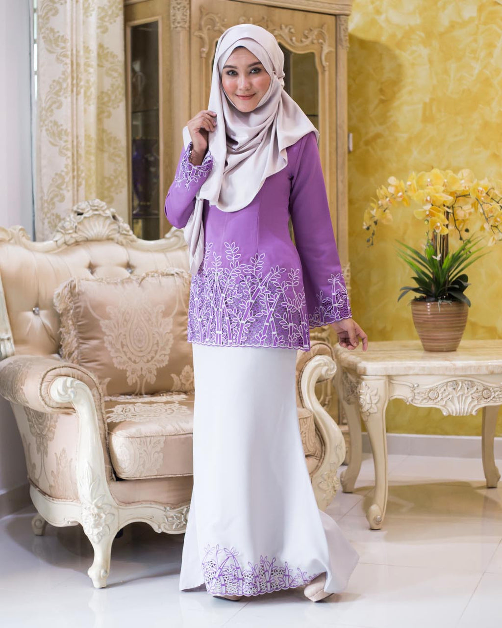 Kurung Moden Sulam Daena Dark Purple